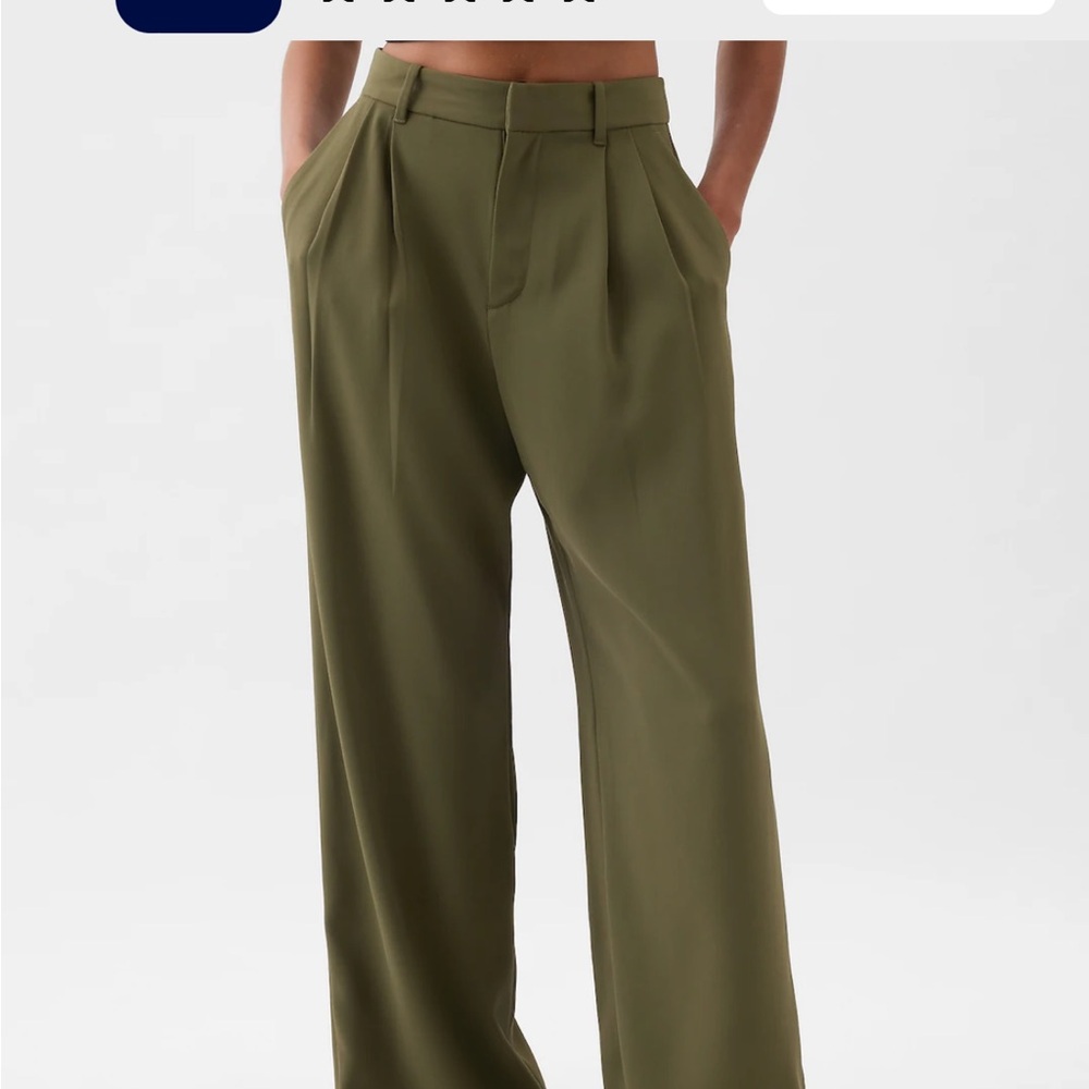 Gap NWT 365 High Rise Pleated Trousers- forest green